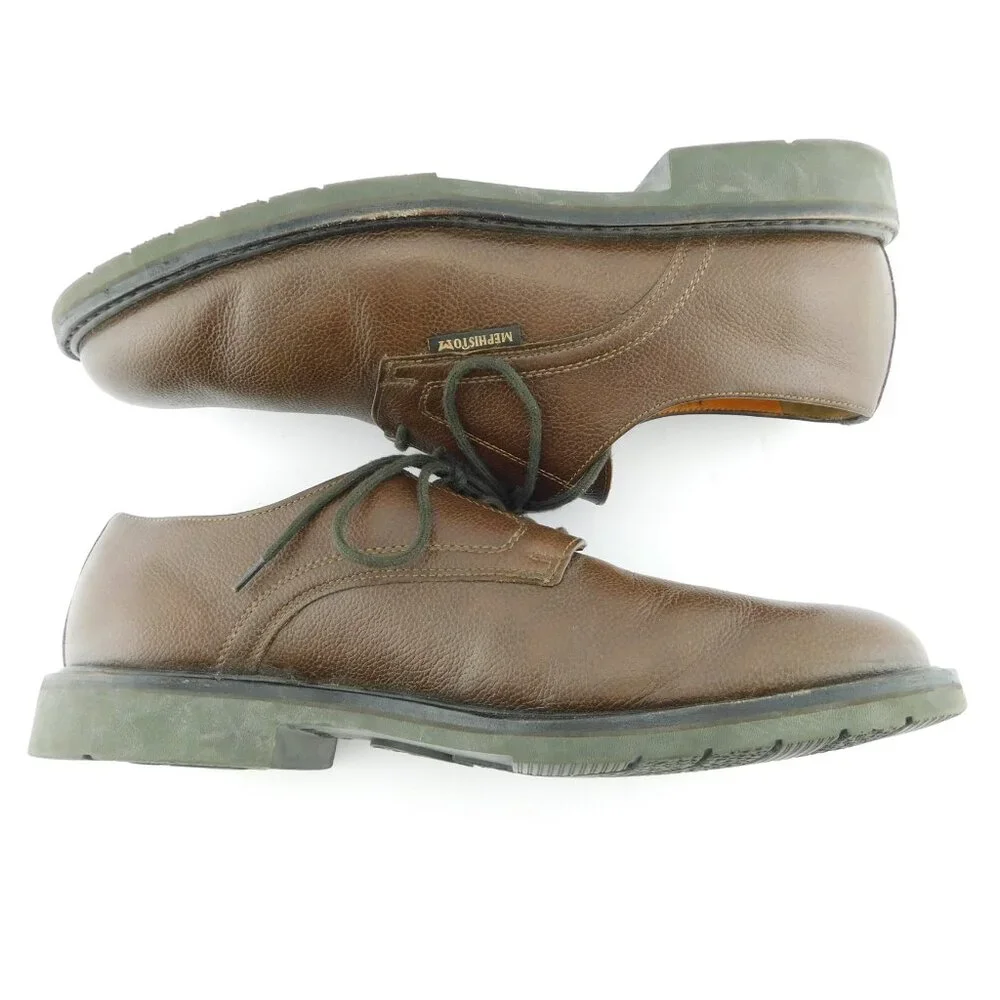 MEPHISTO Brown Pebble Leather Lace-up Oxford Shoes 10.5